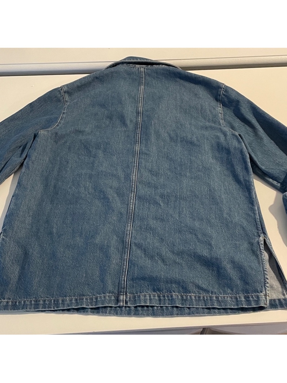 COS Collared V-Neck Denim Top Oversized Boxy long sleeve Shirt - Picture 6 of 8